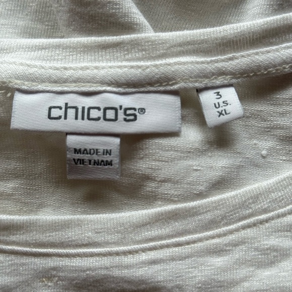 NWT Chico’s Women’s Linen Cut Out Sleeve Tee - Picture 3 of 10